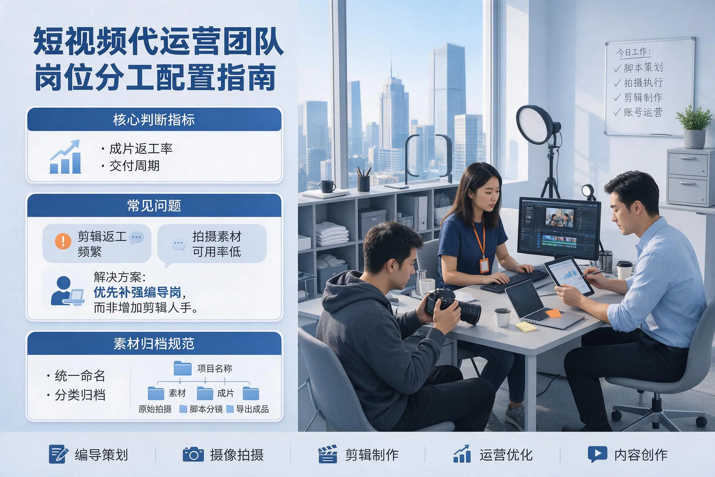短视频代运营团队如何配置？丹东企业岗位分工科普说明
