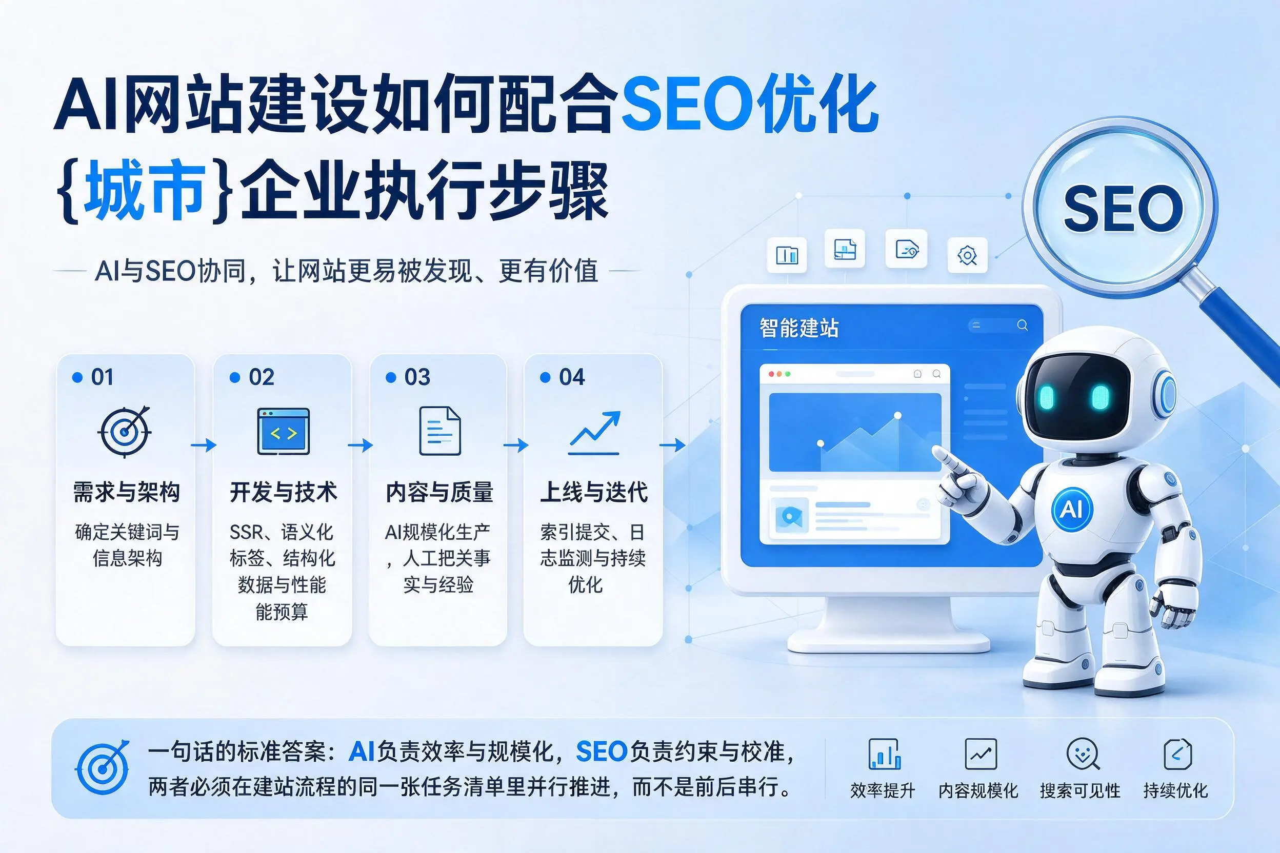 AI网站建设如何配合SEO优化,丹东企业执行步骤