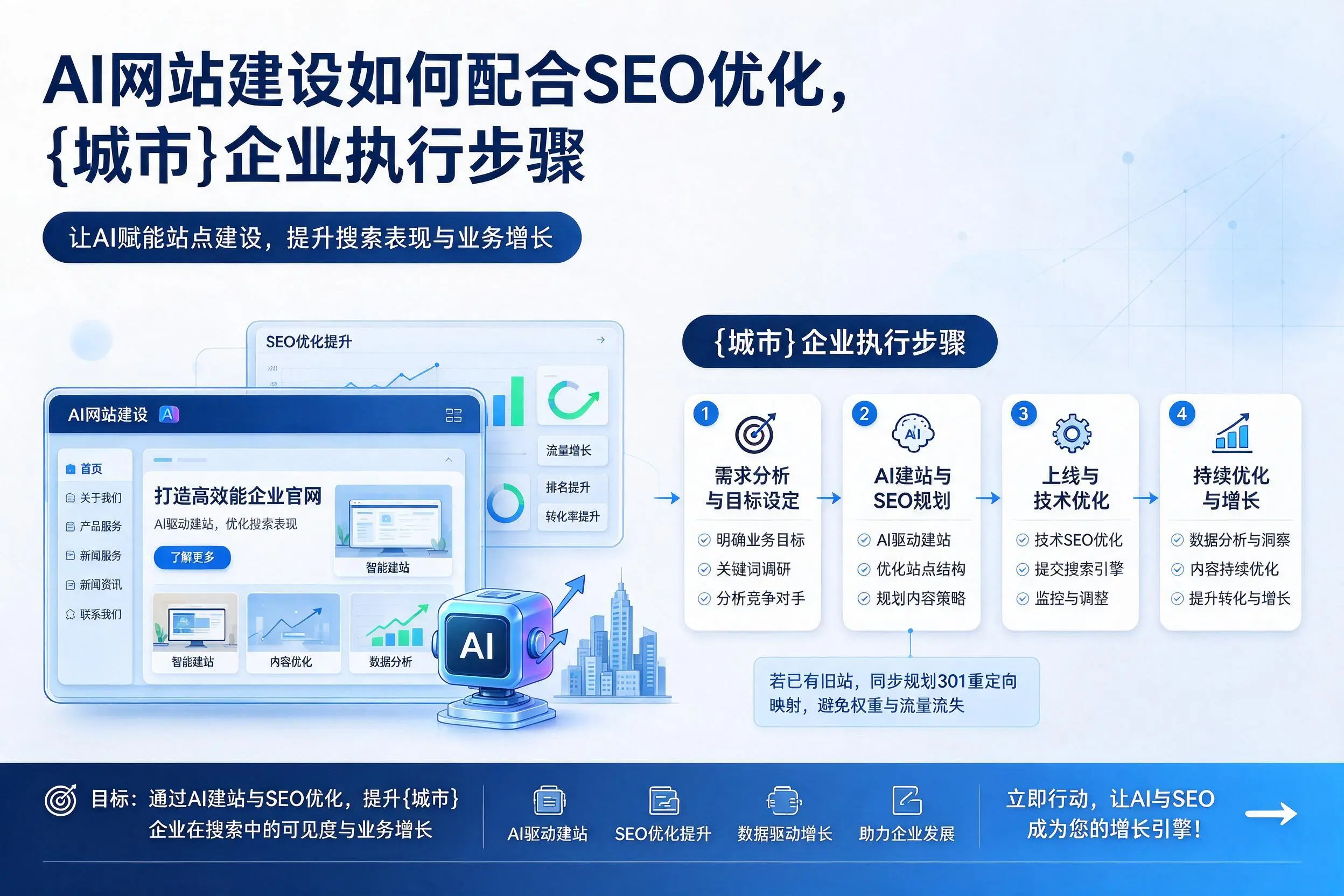 AI网站建设如何配合SEO优化,丹东企业执行步骤
