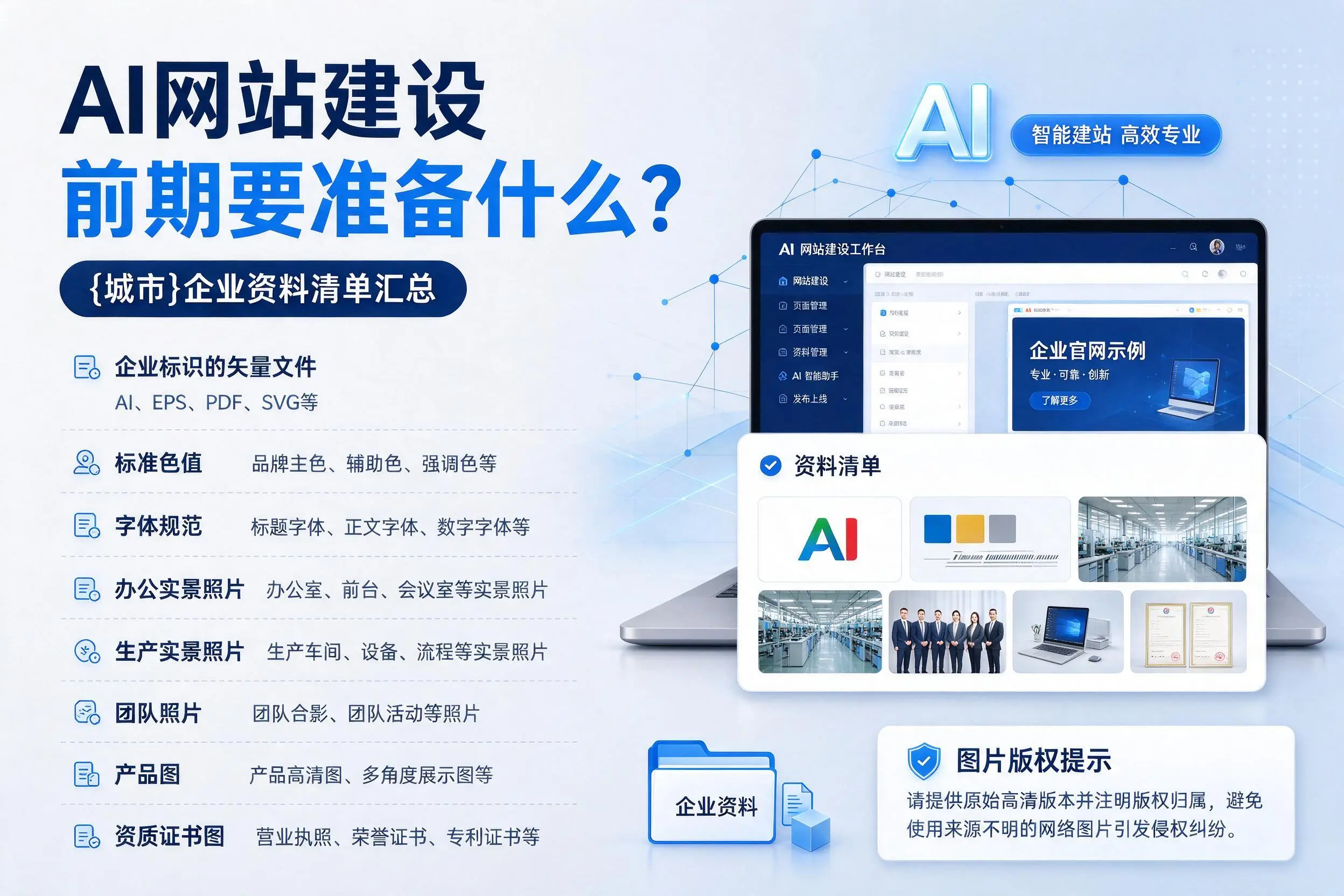 AI网站建设前期要准备什么？丹东企业资料清单汇总